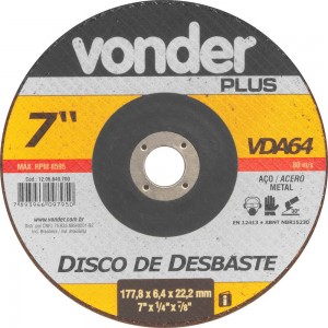 0VONDER DISCO DESBASTE 4.1/2 X 3/16 X 7/8 BDA 530 INOX VDA-50